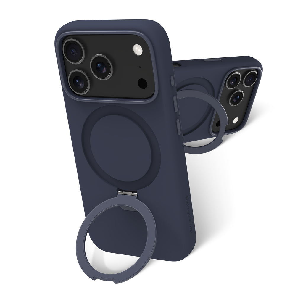 Coque de Protection Roskilde MS Kick ICON pour iPhone 17 Pro, Housse Bleue avec Support de Bureau