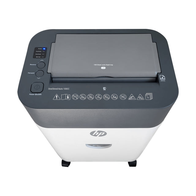 HP OneShred Auto 100CC destructeur de papier Destruction croisée 68 dB 22 cm Blanc