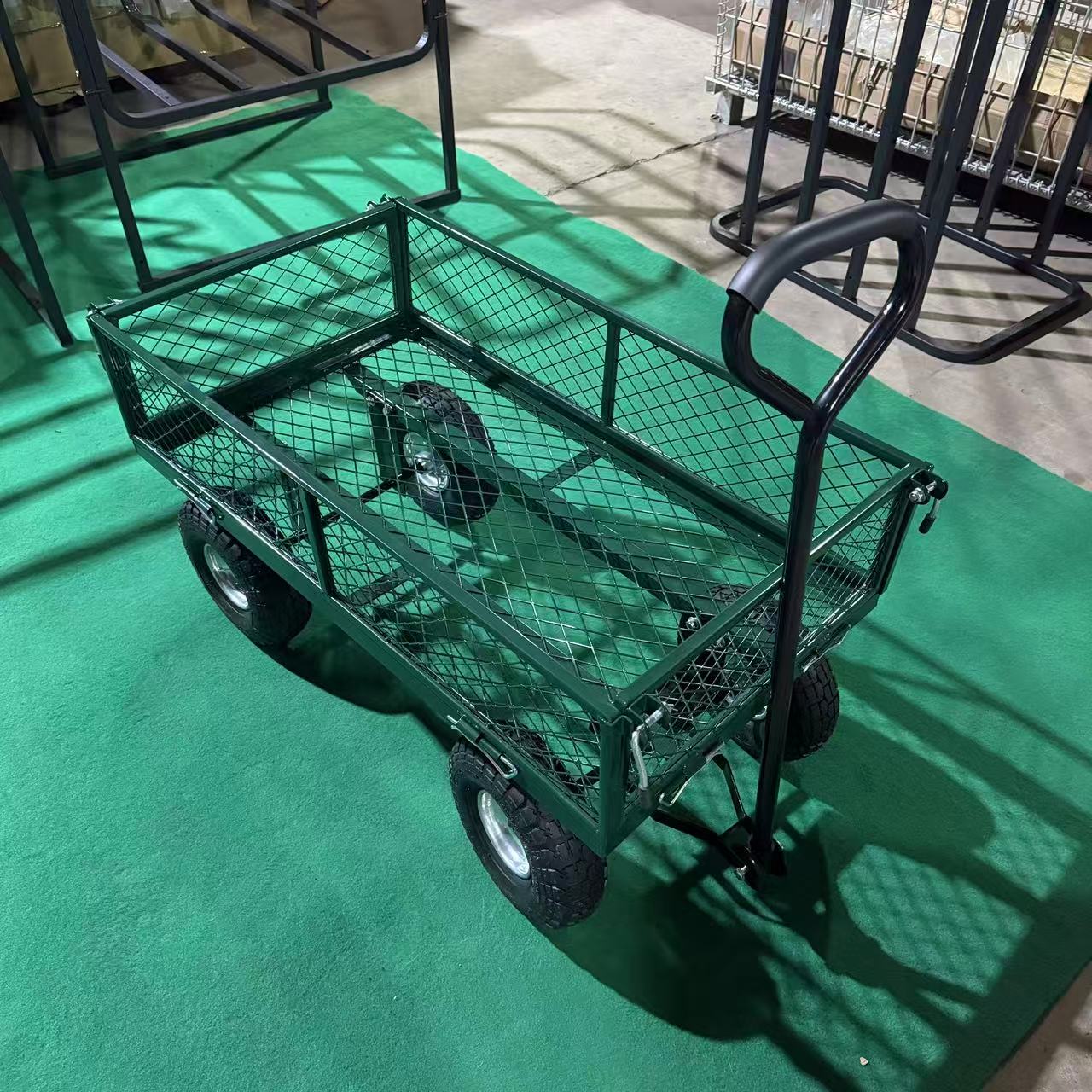 WÓZEK TRANSPORTOWY OGRODOWY 200 KG OTWIERANE BURTY DUŻE POMPOWANE KOŁA