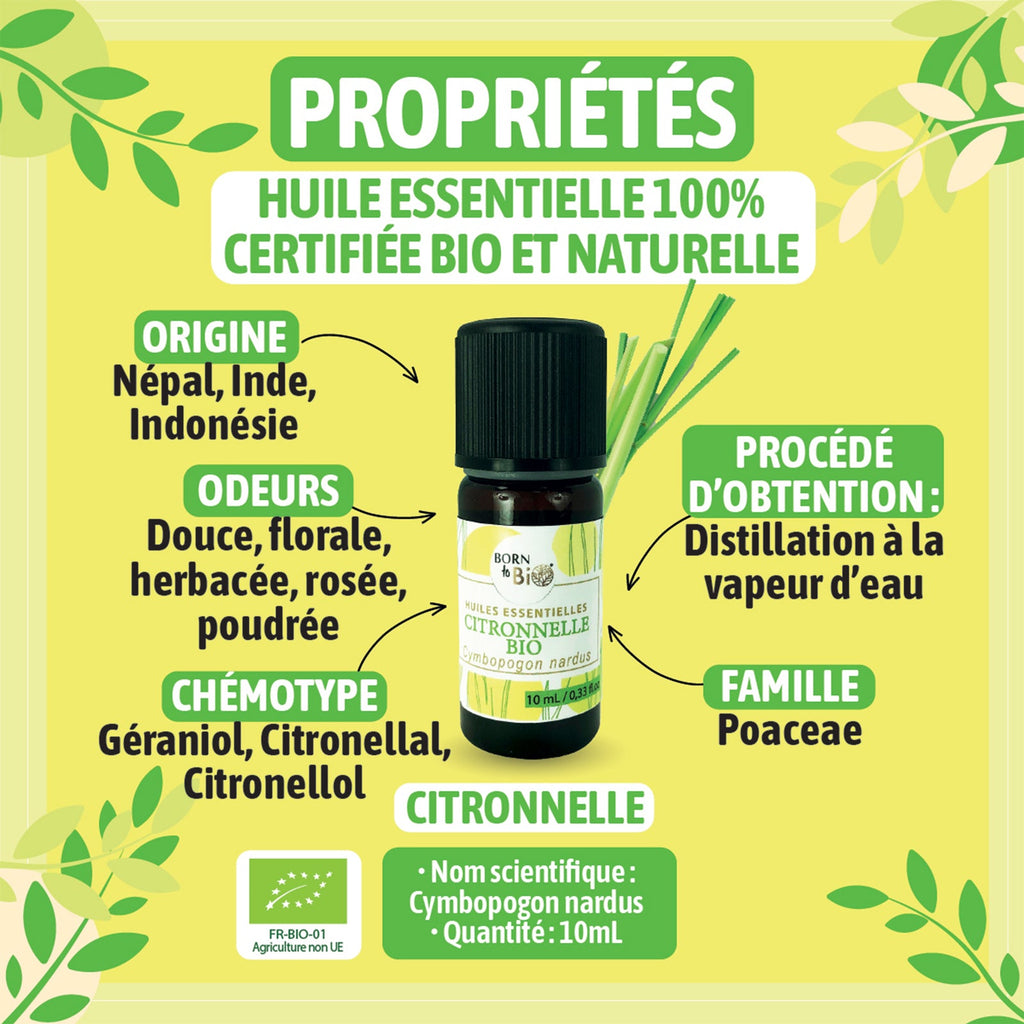 Huile essentielle Citronnelle Certifiée Bio