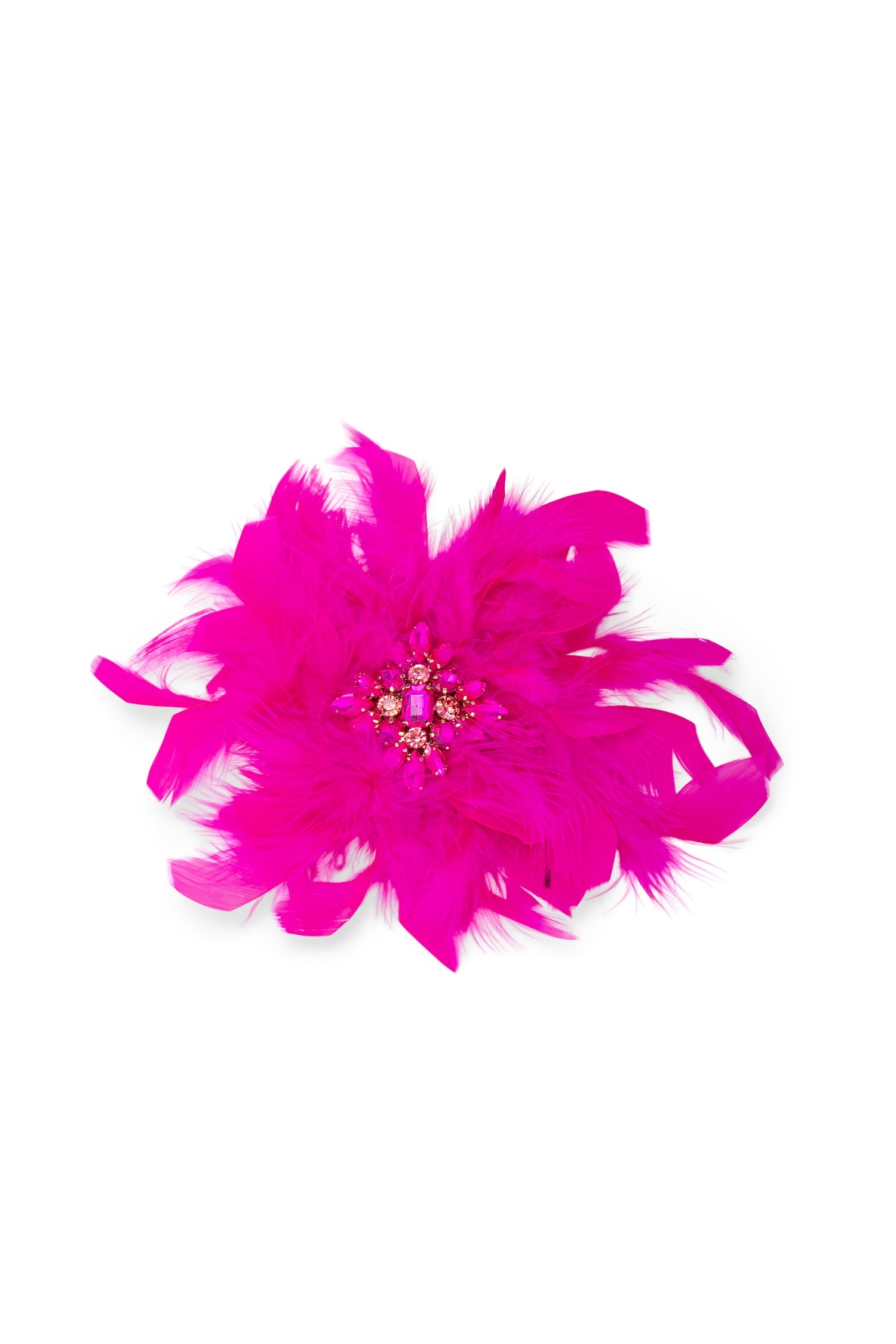 Broche - fleur en plumes rose