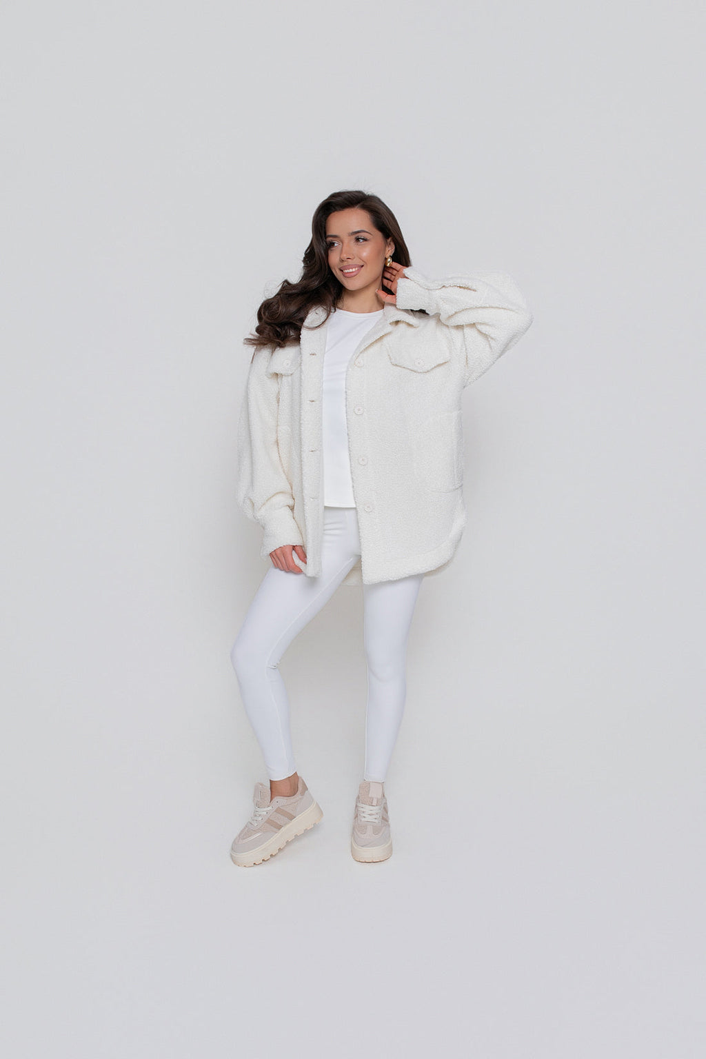 Chemise chaude pour femme en agneau, boutonnée
