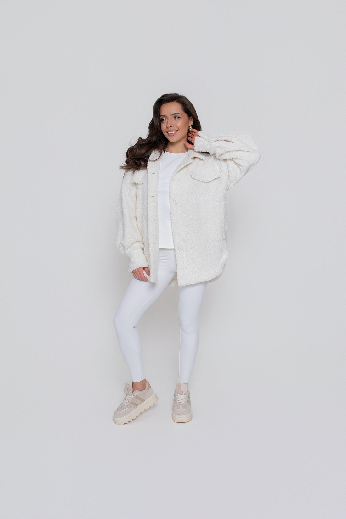 Chemise chaude pour femme en agneau, boutonnée