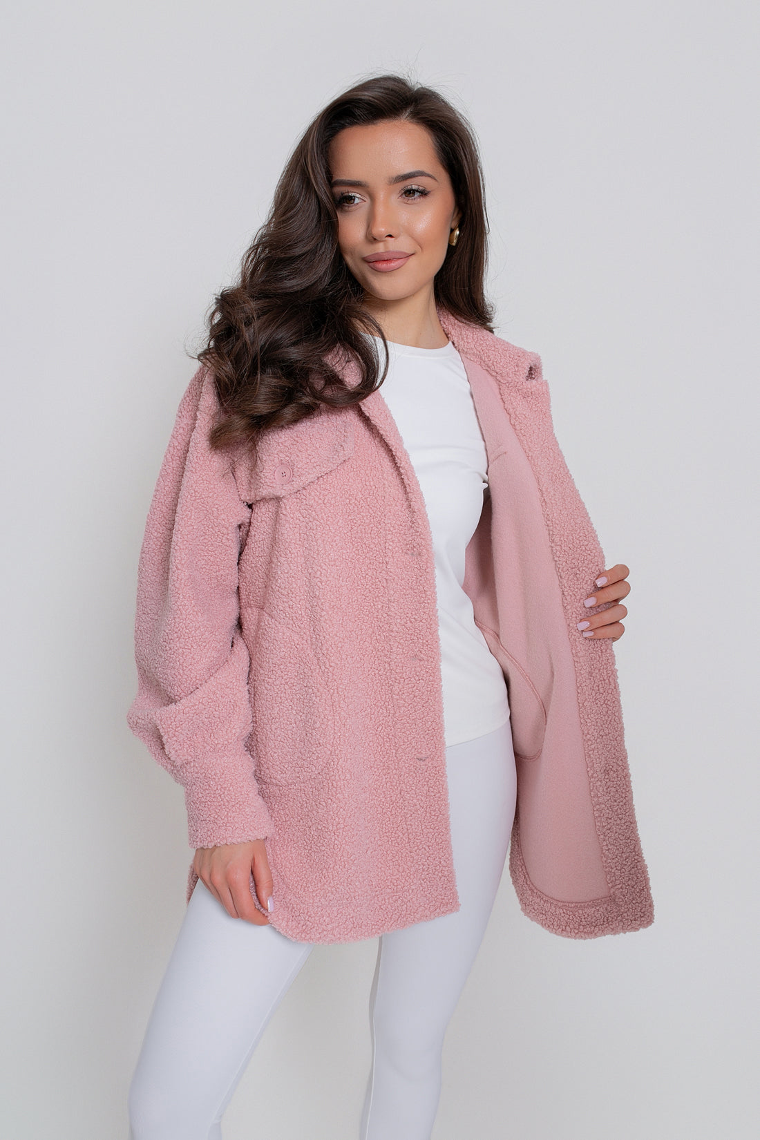 Chemise chaude pour femme en agneau, boutonnée