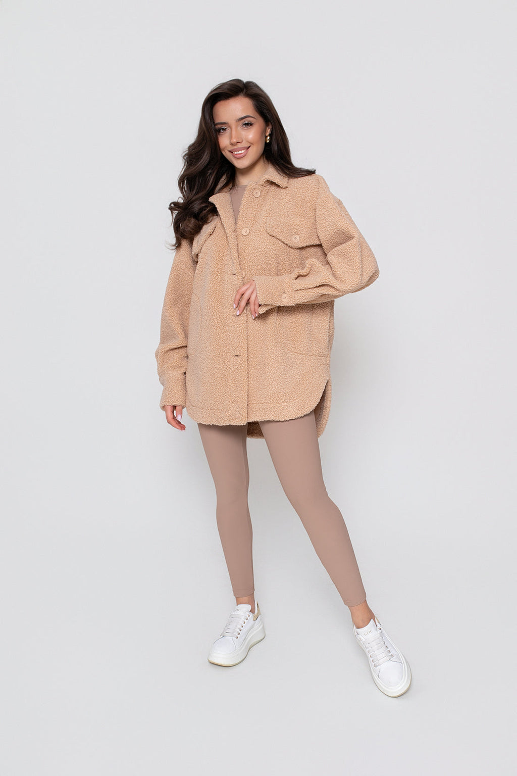 Chemise chaude pour femme en agneau, boutonnée