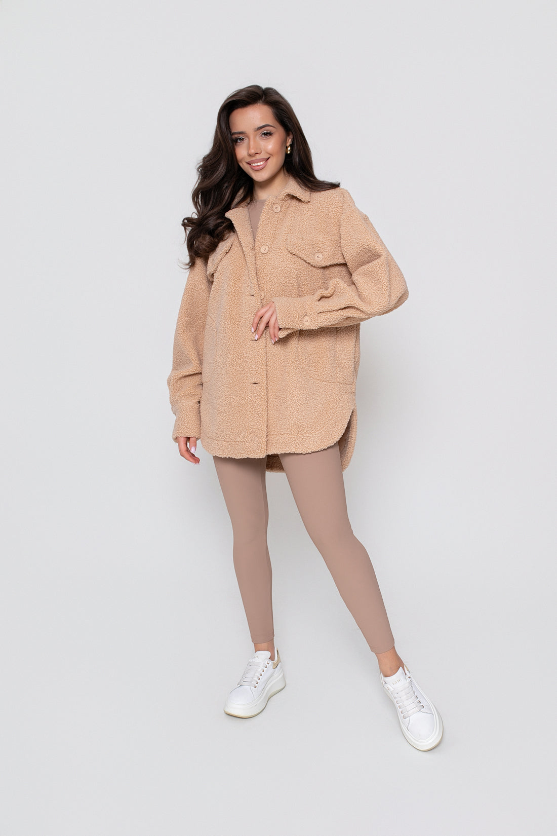 Chemise chaude pour femme en agneau, boutonnée