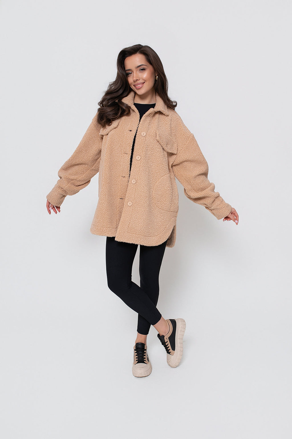 Chemise chaude pour femme en agneau, boutonnée