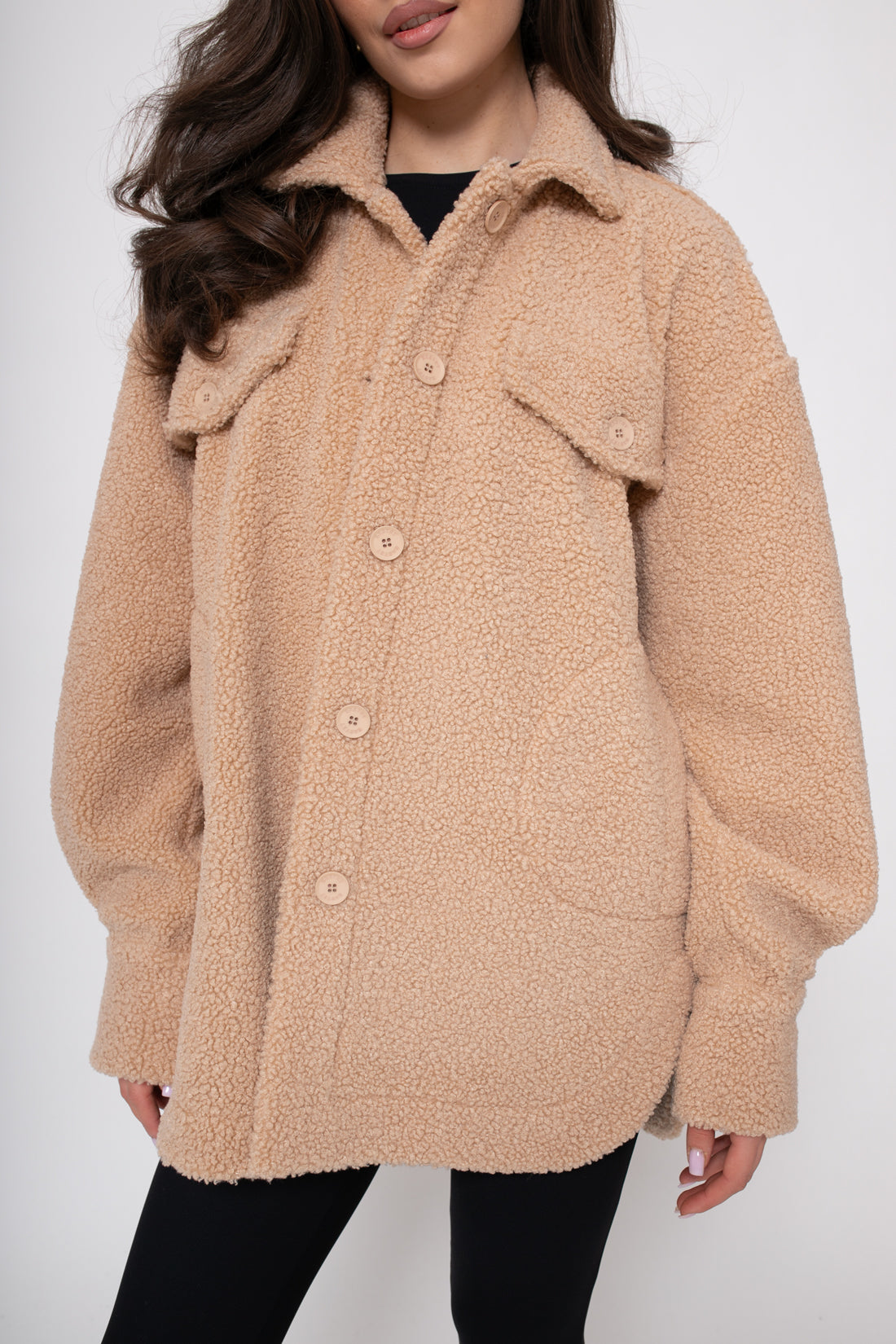 Chemise chaude pour femme en agneau, boutonnée