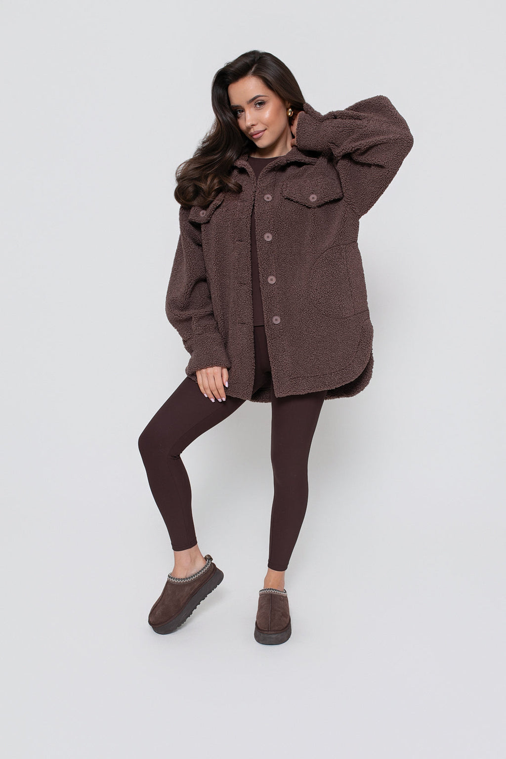 Chemise chaude pour femme en agneau, boutonnée