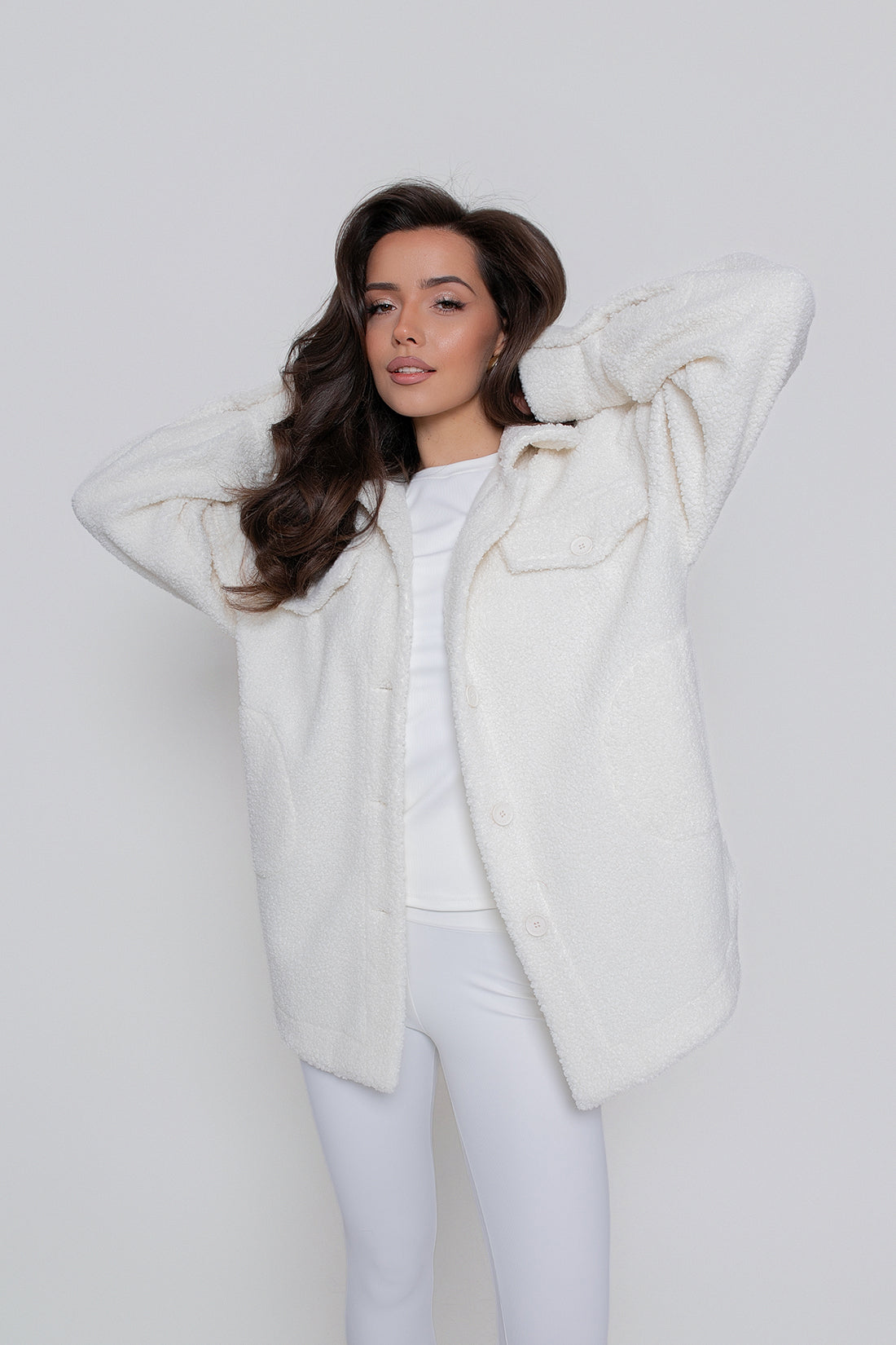 Chemise chaude pour femme en agneau, boutonnée