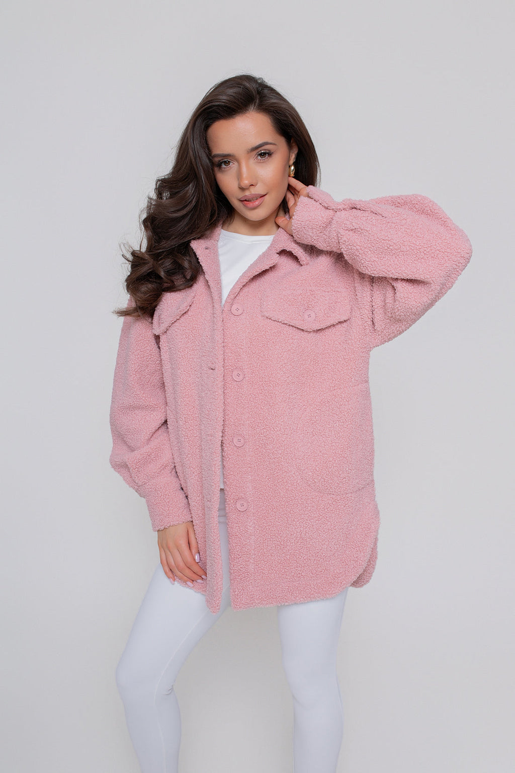 Chemise chaude pour femme en agneau, boutonnée