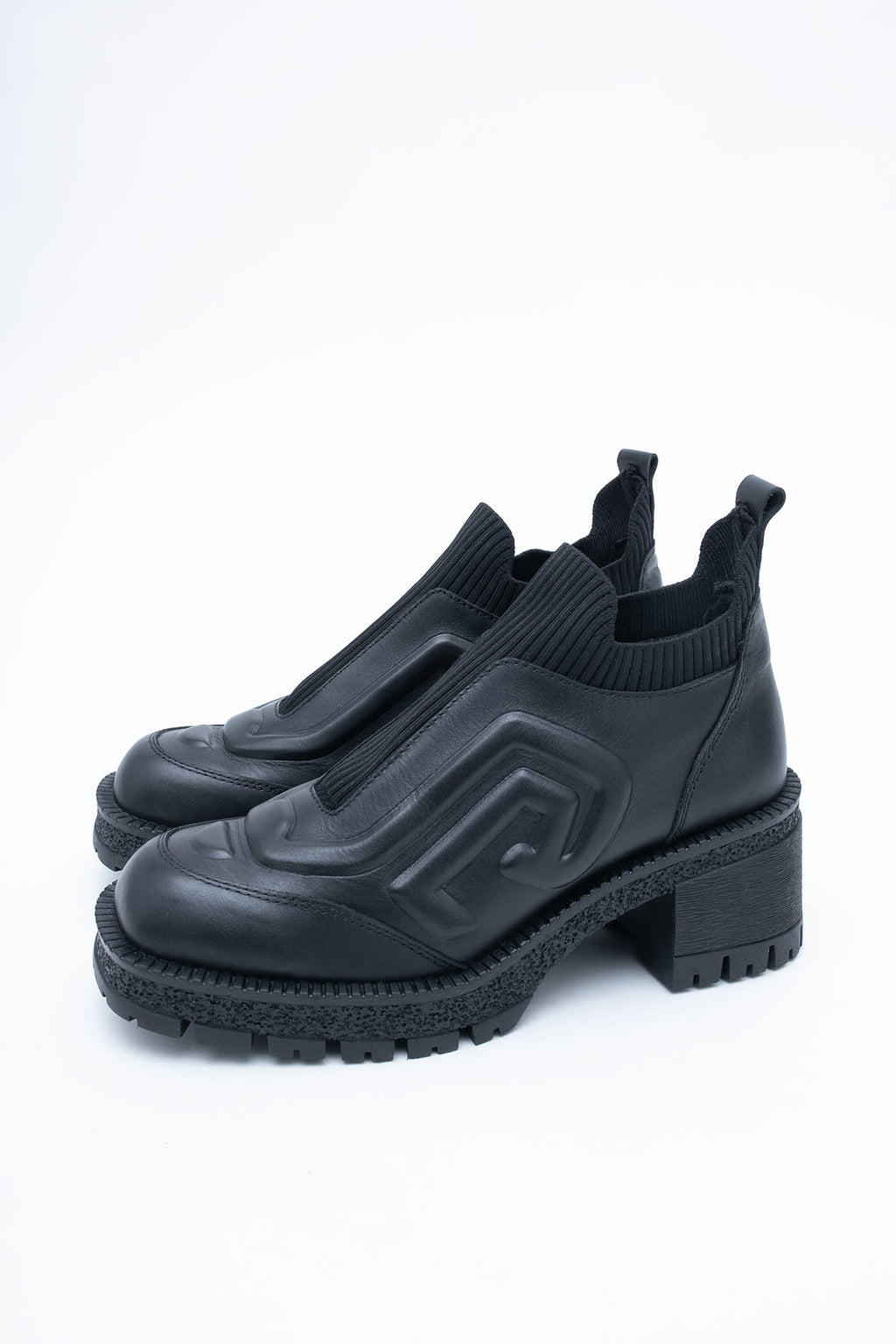 Bottines en cuir à enfiler, à semelle épaisse