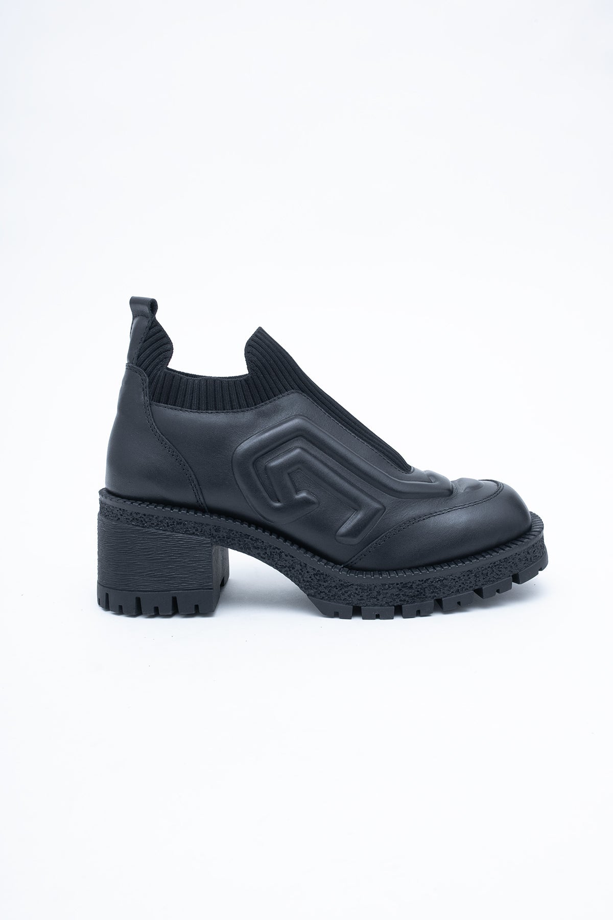 Bottines en cuir à enfiler, à semelle épaisse