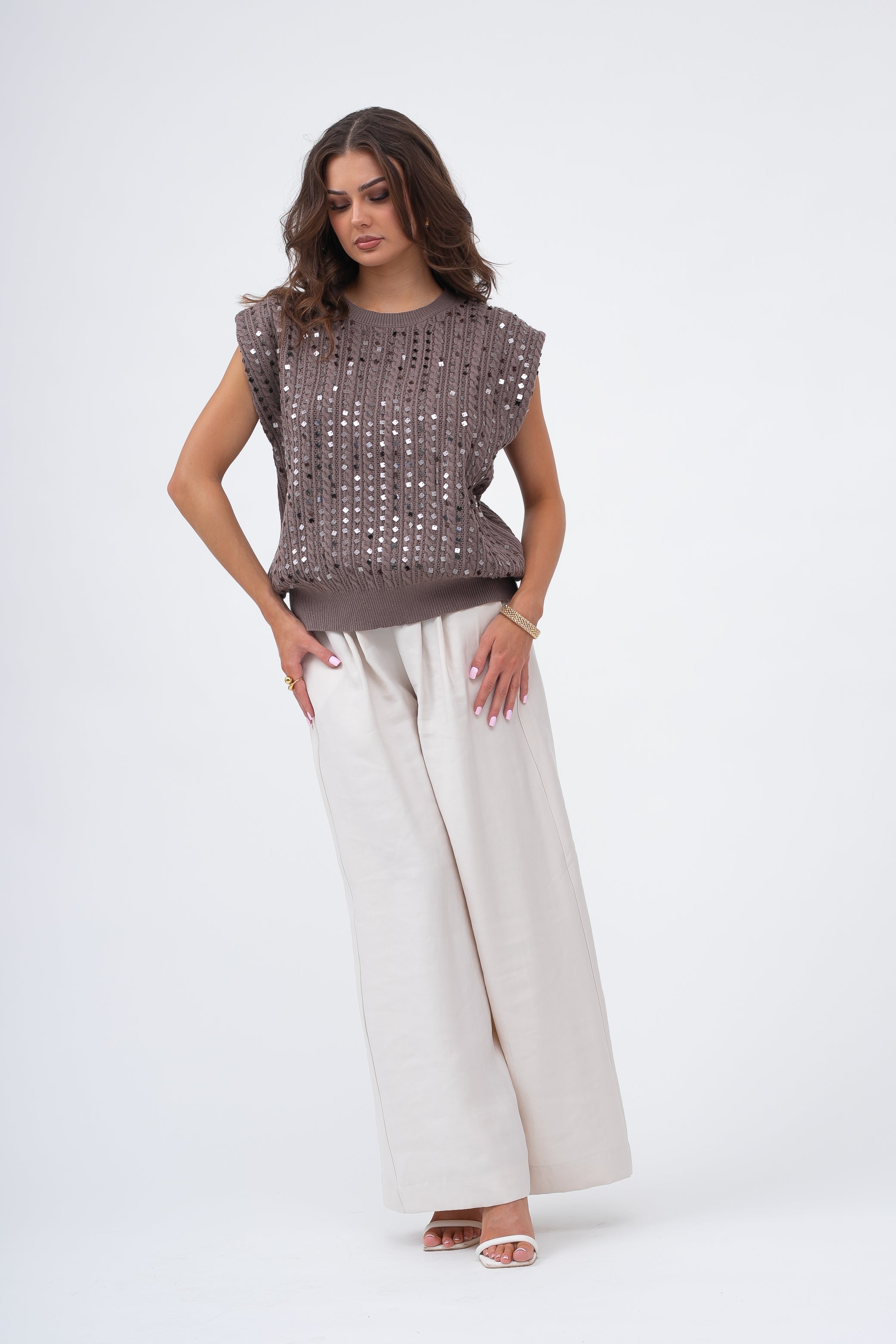 Haut tressé scintillant à paillettes GLOW