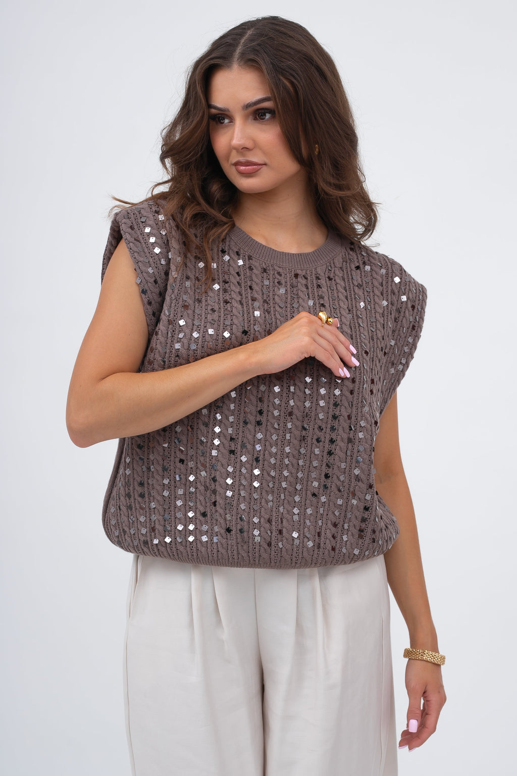 Haut tressé scintillant à paillettes GLOW