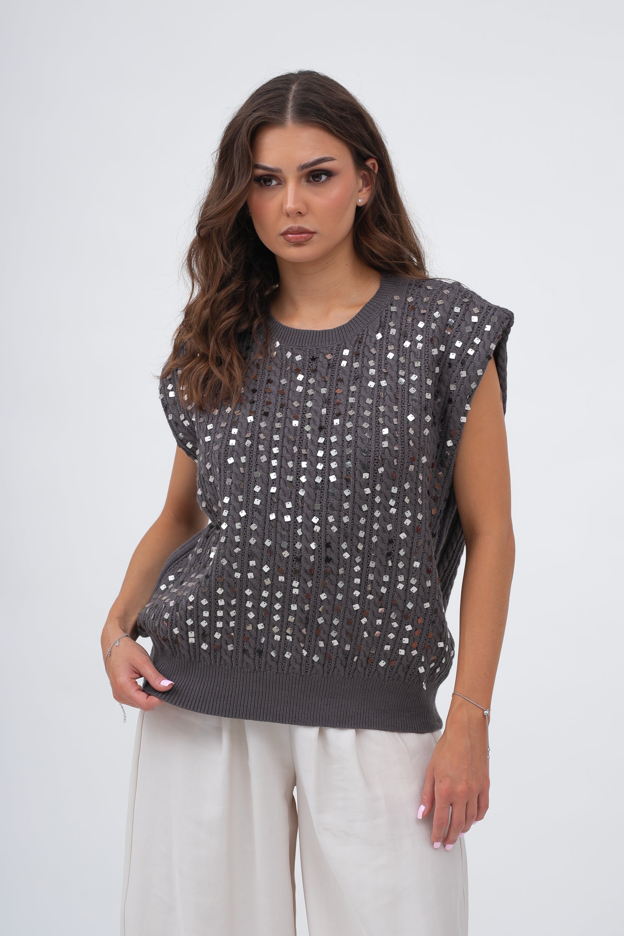 Haut tressé scintillant à paillettes GLOW
