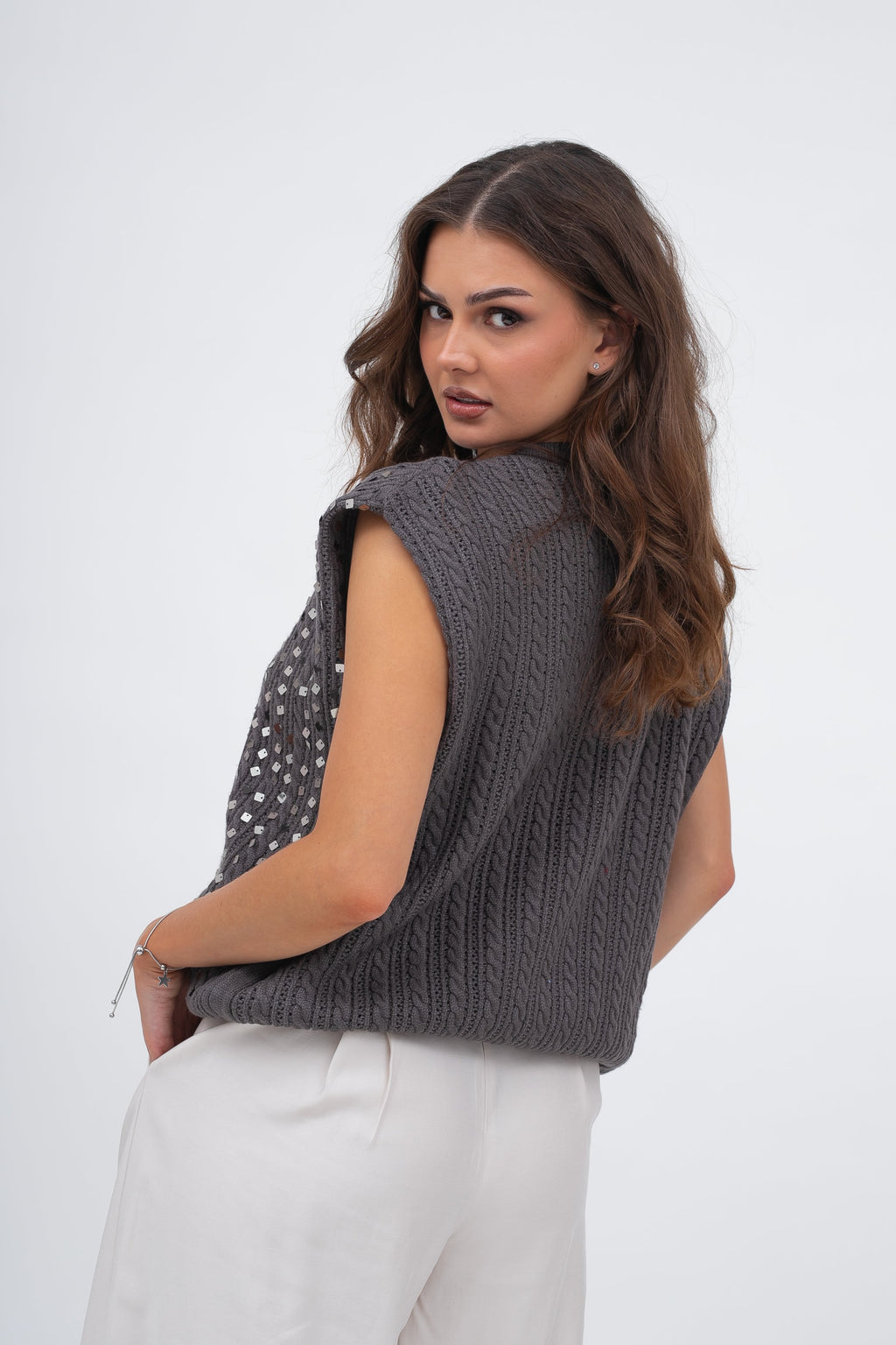 Haut tressé scintillant à paillettes GLOW
