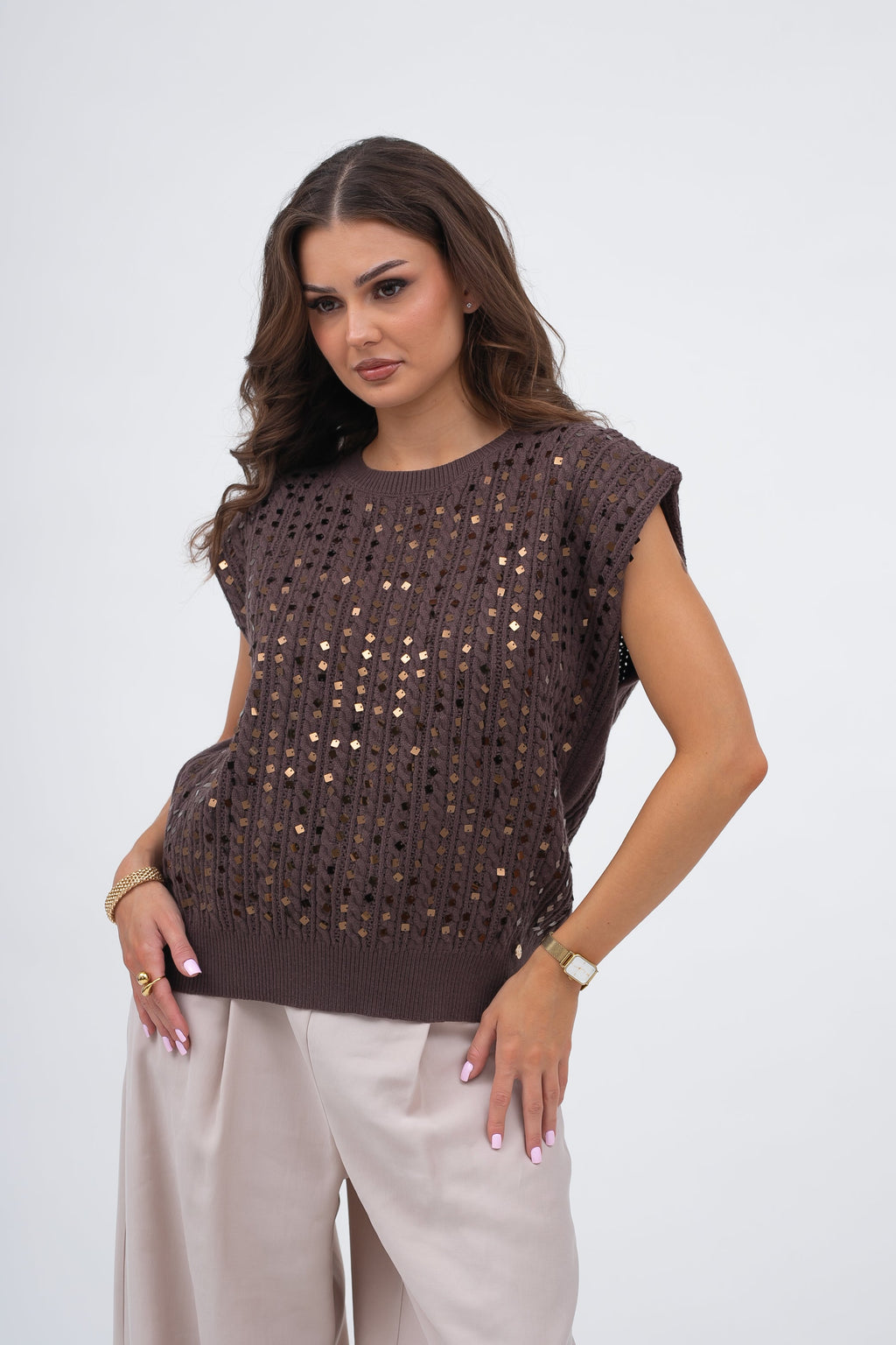 Haut tressé scintillant à paillettes GLOW