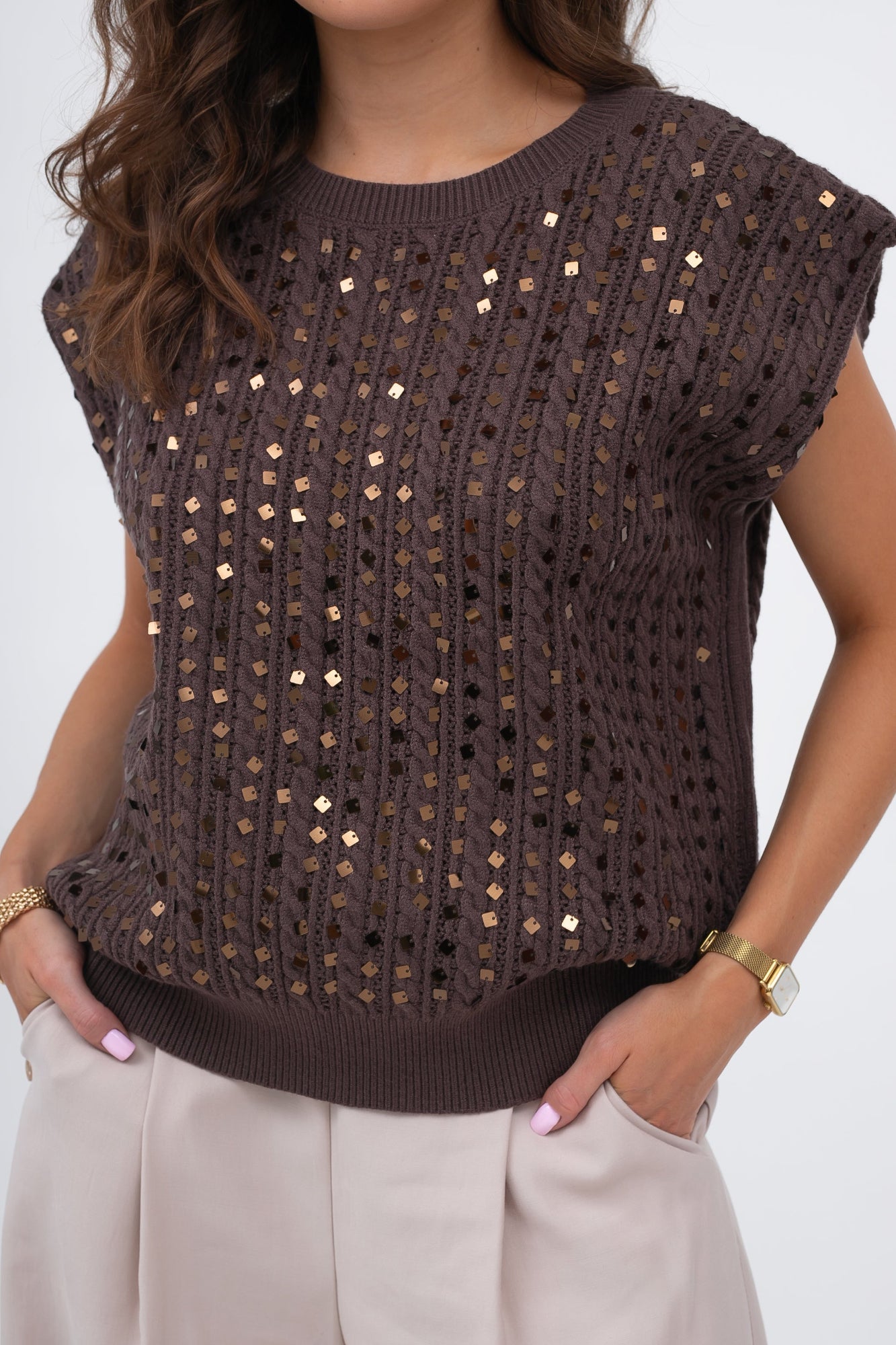 Haut tressé scintillant à paillettes GLOW