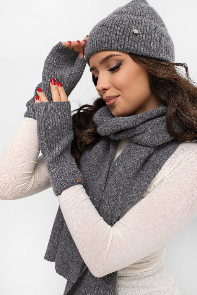 Ensemble en laine – bonnet, écharpe et gants – Bastet par Agnieszka Włodarczyk