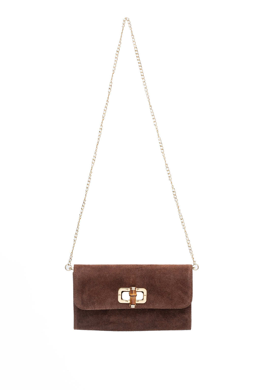 Sac à main en daim avec fermoir en bambou