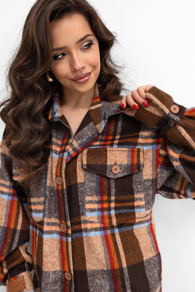 Chemise pour femme à gros carreaux