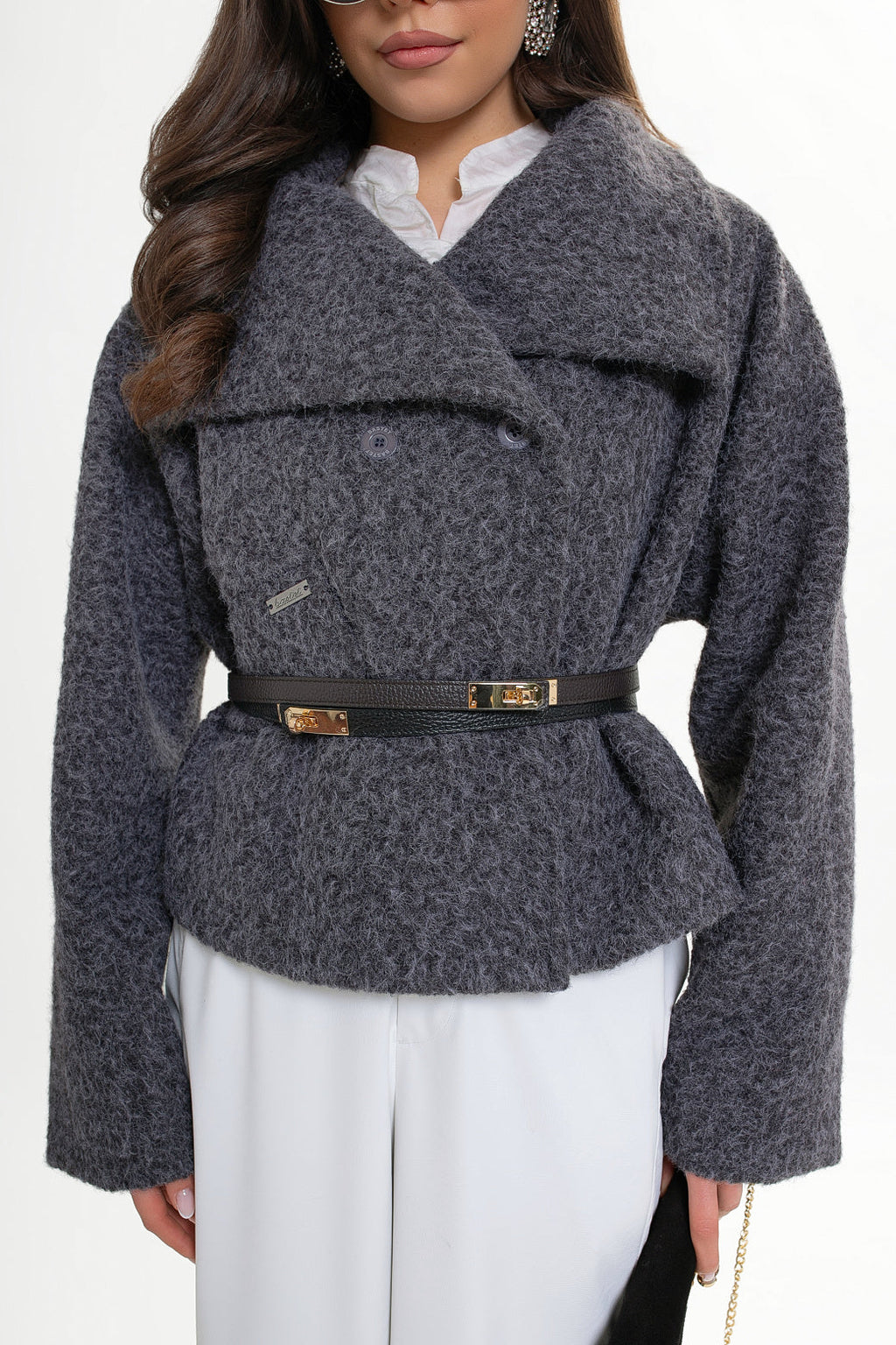 Veste pour femme à col montant et rabats - élégante, style kimono
