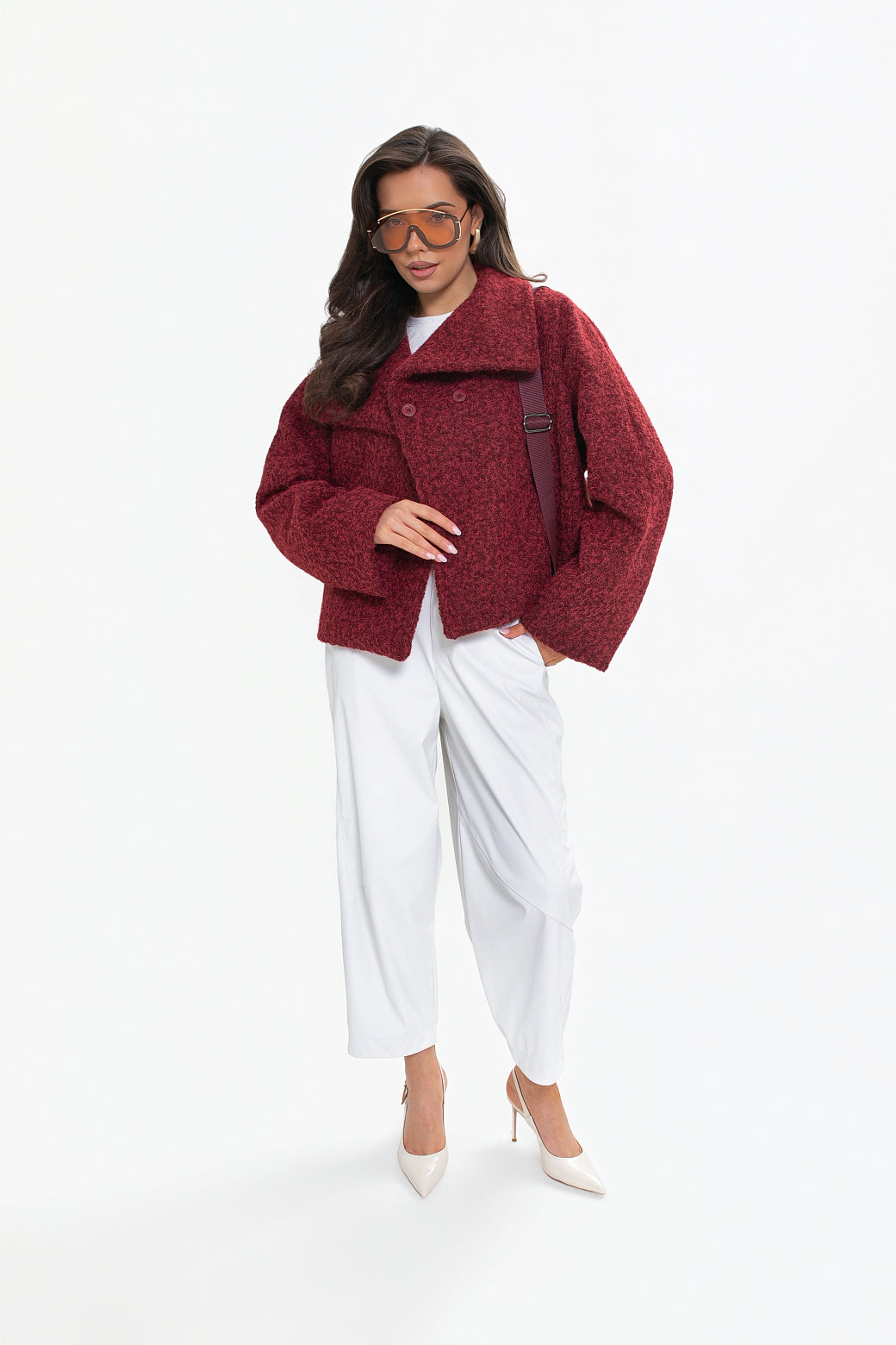 Veste pour femme à col montant et rabats - élégante, style kimono