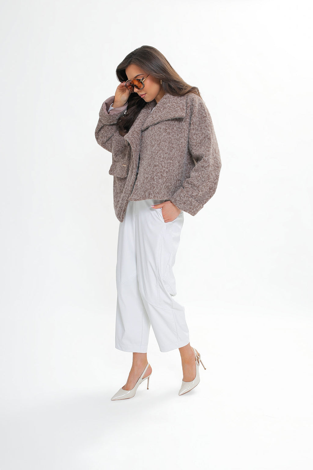 Veste pour femme à col montant et rabats - élégante, style kimono