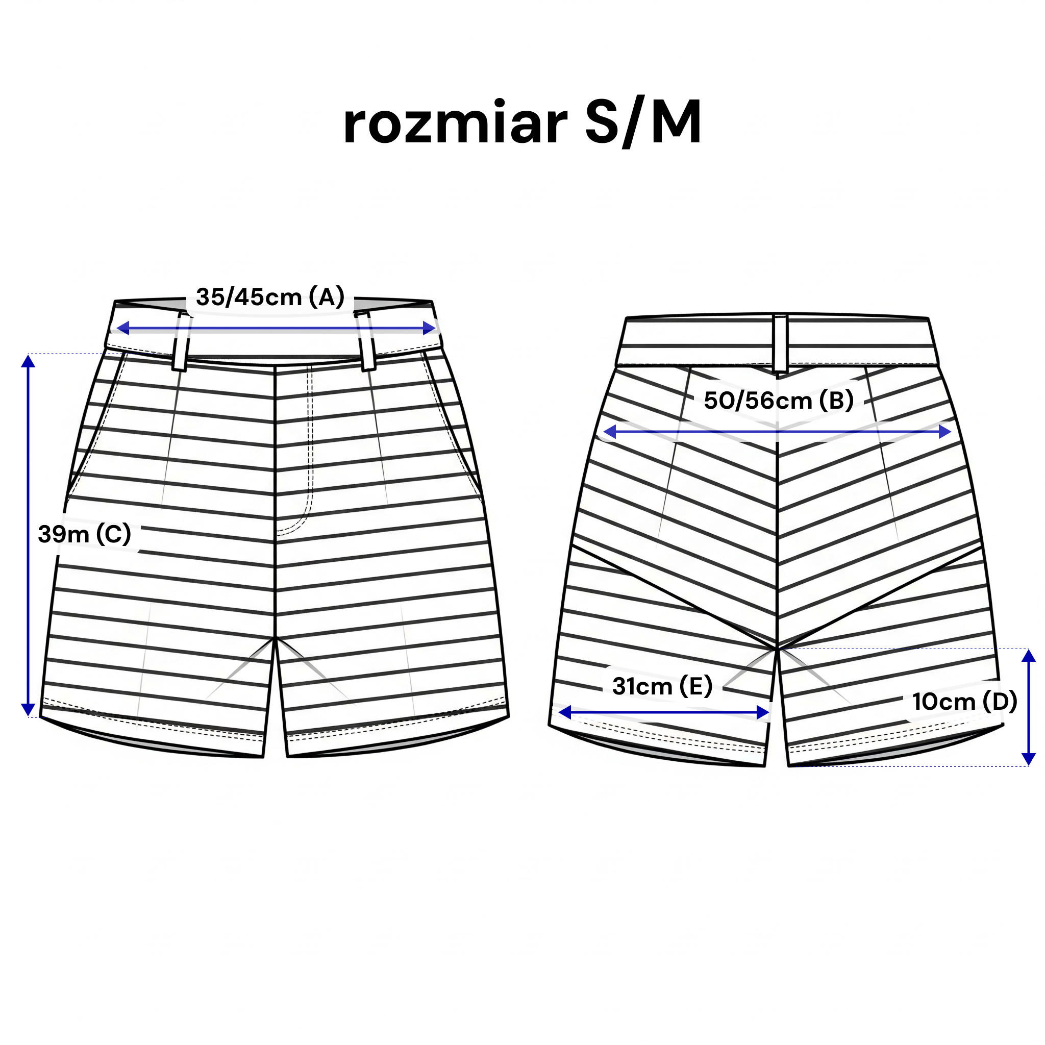 Short pour femme à rayures, sans couture latérale - coupe ample