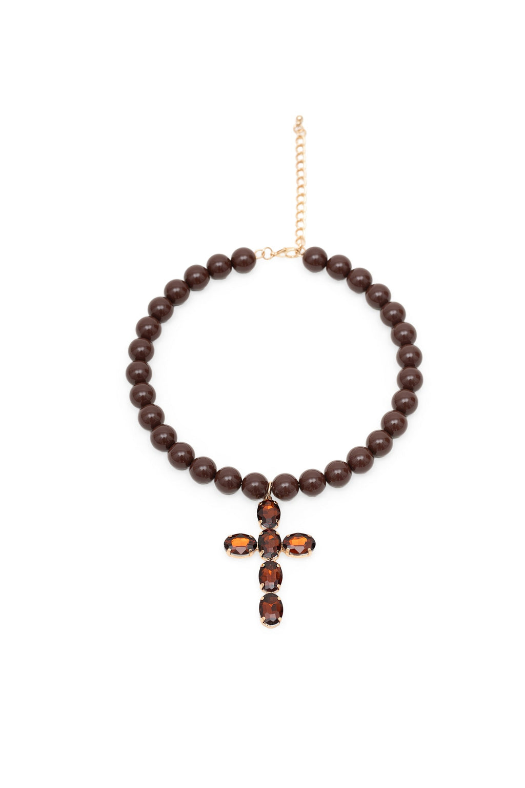 Collier - croix marron