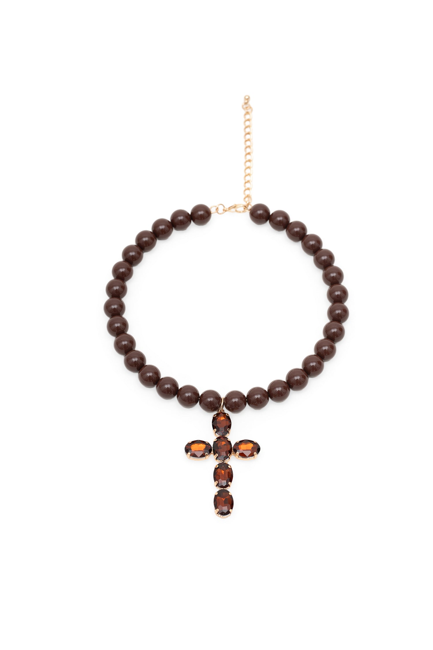 Collier - croix marron