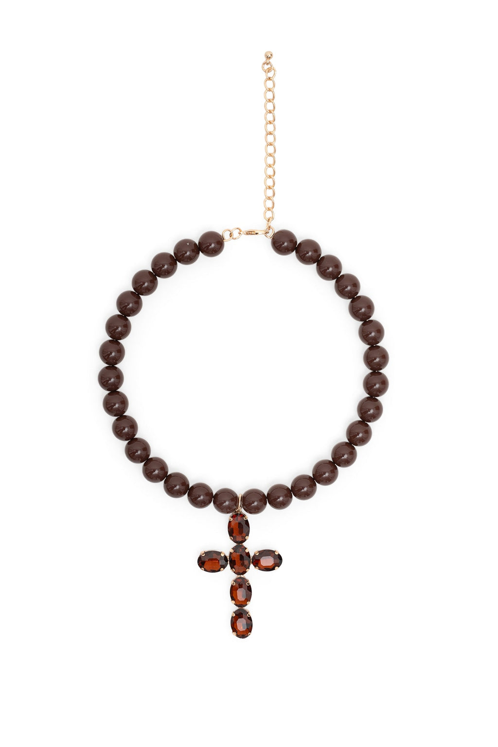 Collier - croix marron