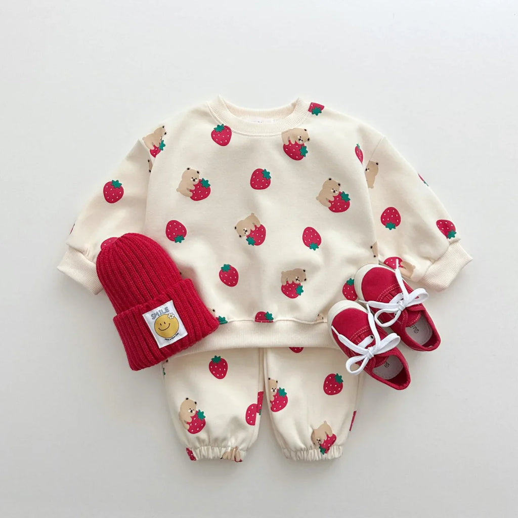 Pants and Sweatshirt Set Strawberries for Children-5