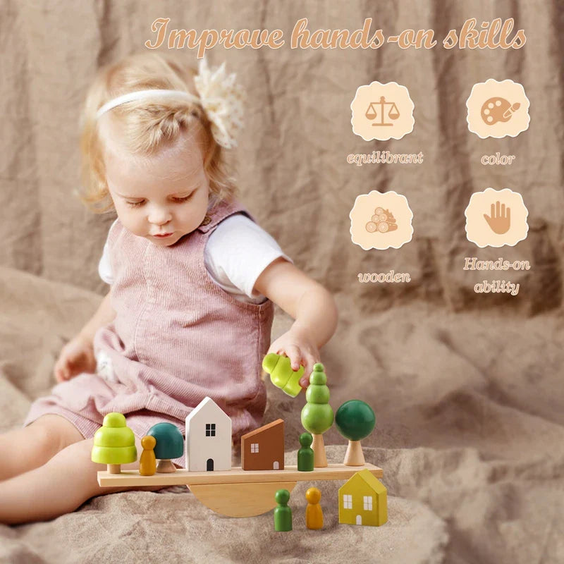 Montessori Wooden Toy Stacking&Threading for children multivariant-4