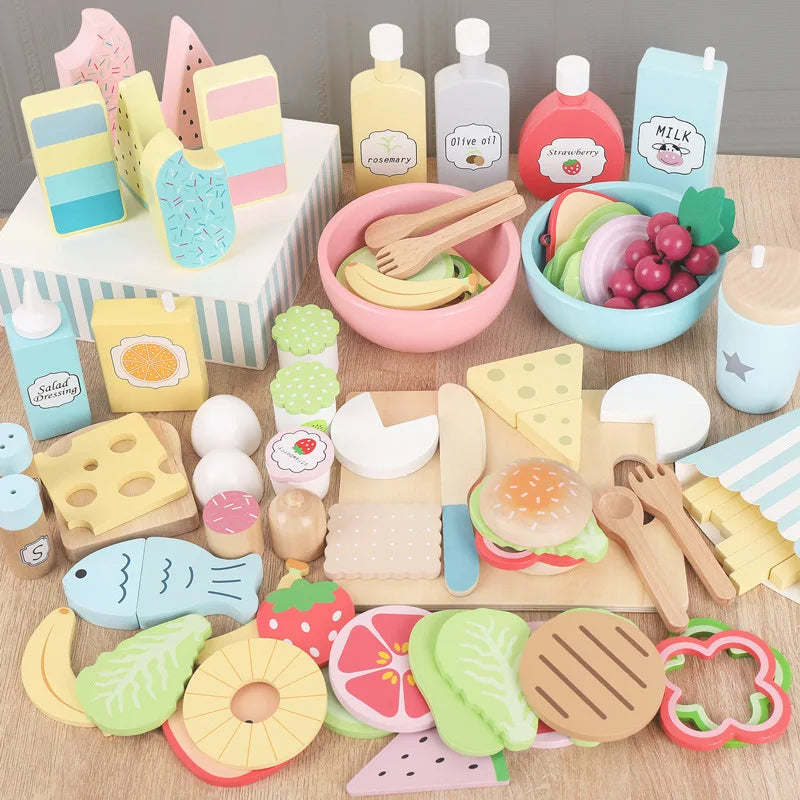 Wooden Pretend Play Food for Children Multivariant-0