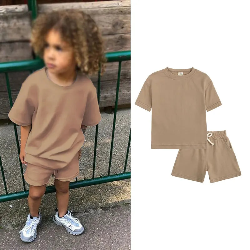 2-piece T-shirt and shorts tracksuit set for children Multivariant-6