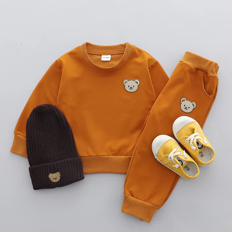 Cotton tracksuit set 2 pcs sweatshirt and trousers for Little Bear children-6