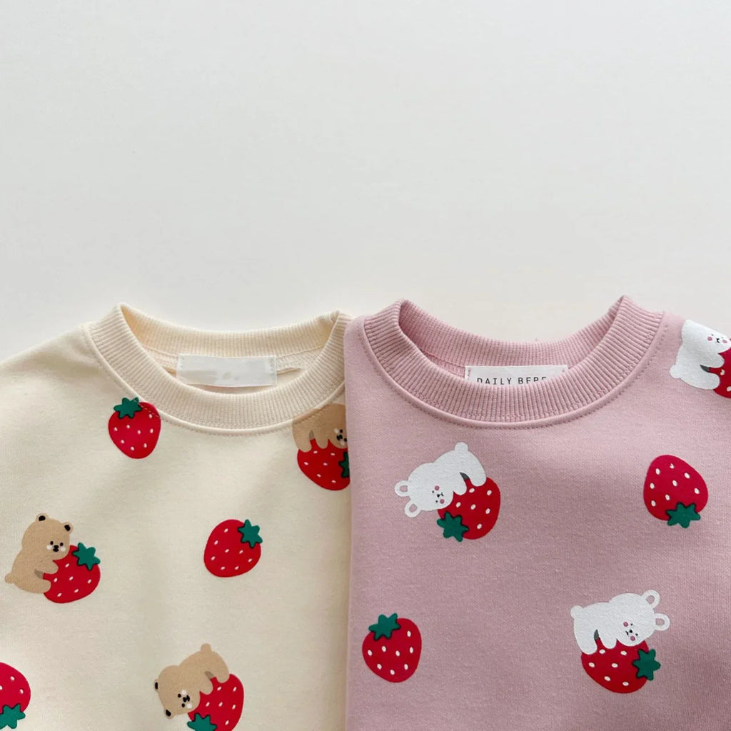 Pants and Sweatshirt Set Strawberries for Children-4