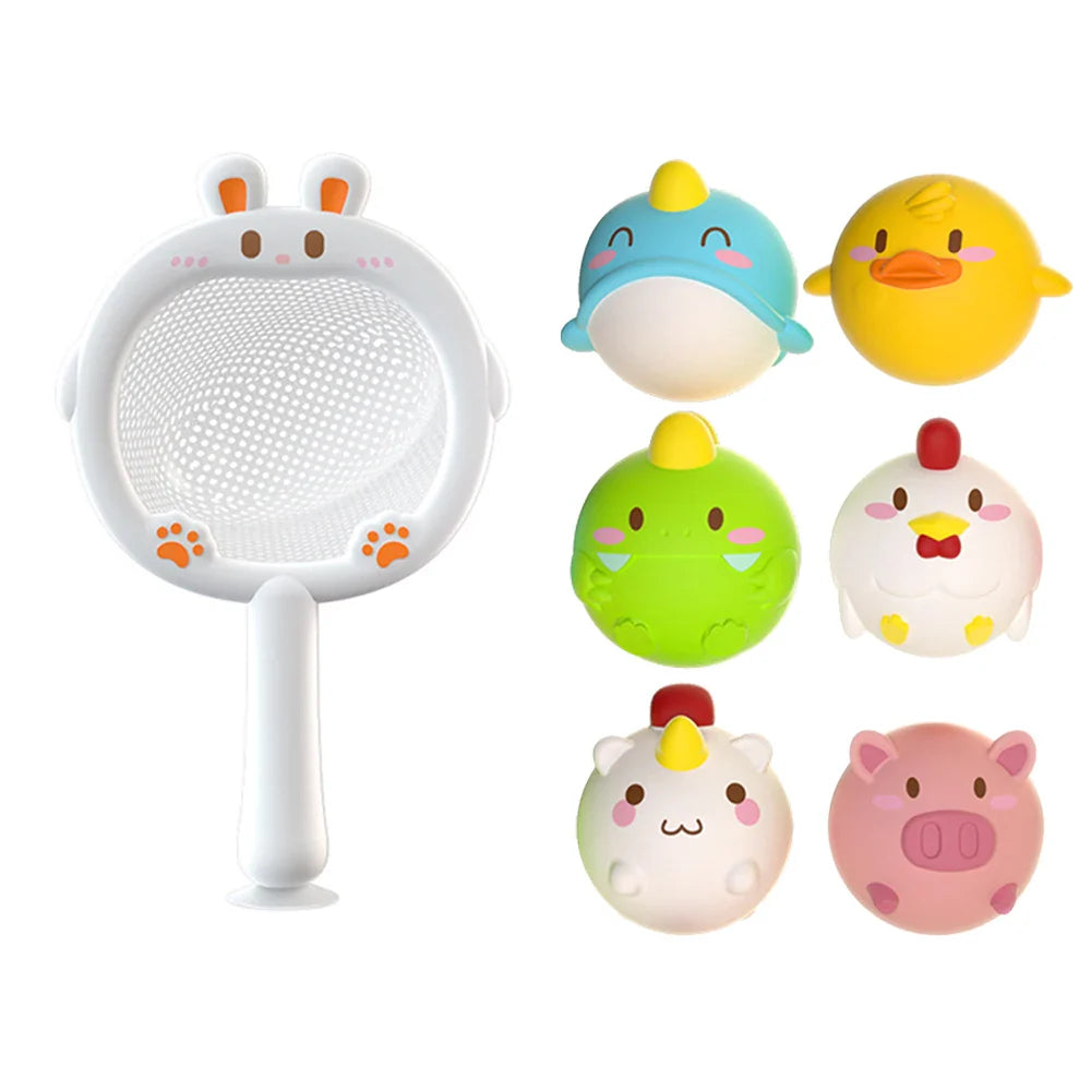 Bath Set toy with light fishing net and animals-12