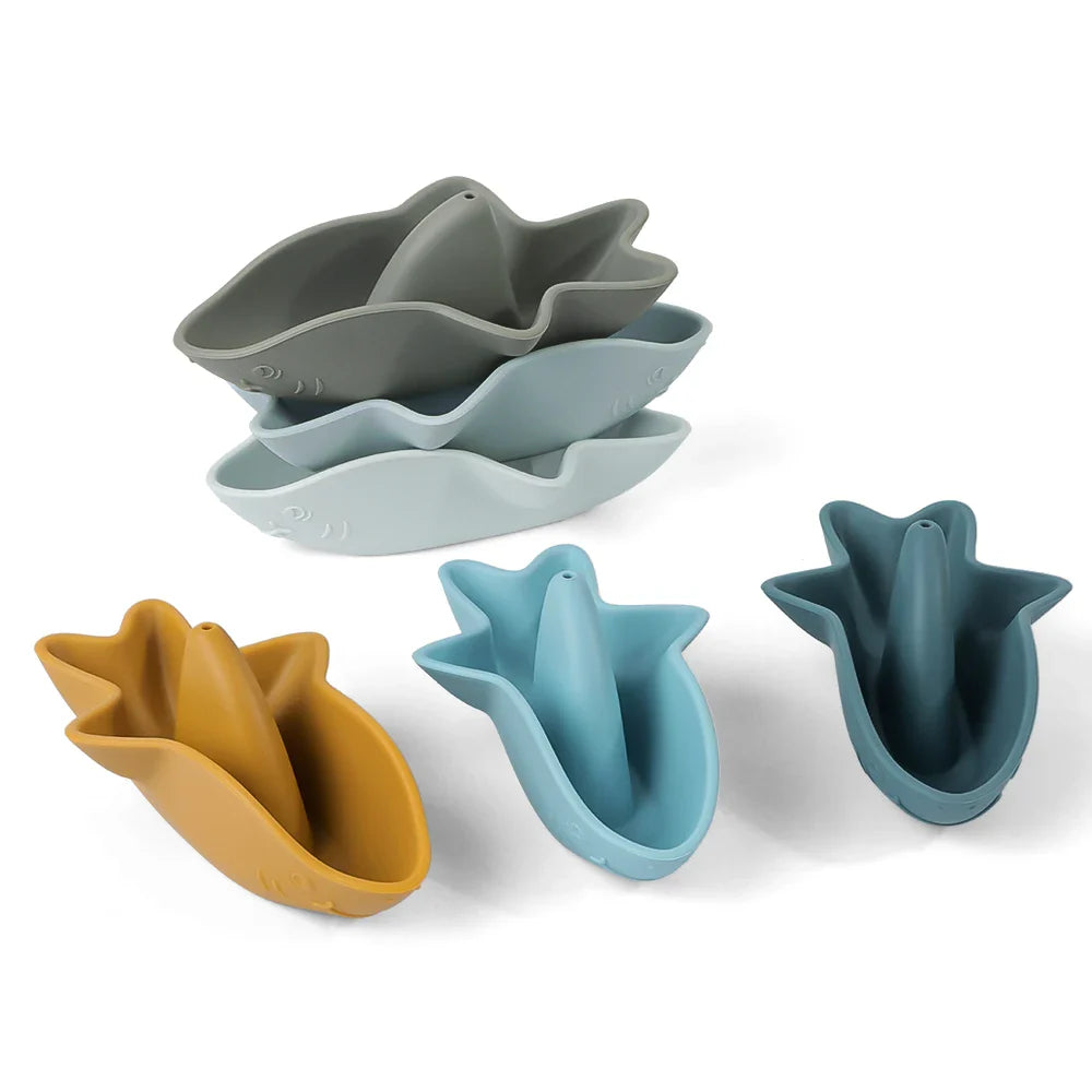 Bath Toy Set of 3 Silicone Sharks Multivariant-1