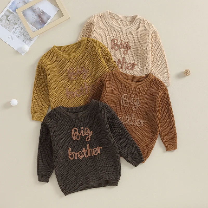 Cotton Knitted Sweater with "Big Brother" embroidery Multivariant-0