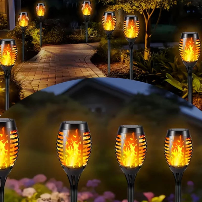 6 x LAMPA SOLARNA OGRODOWA WBIJANA LED POCHODNIA LATARNIA EFEKT PŁOMIENIA