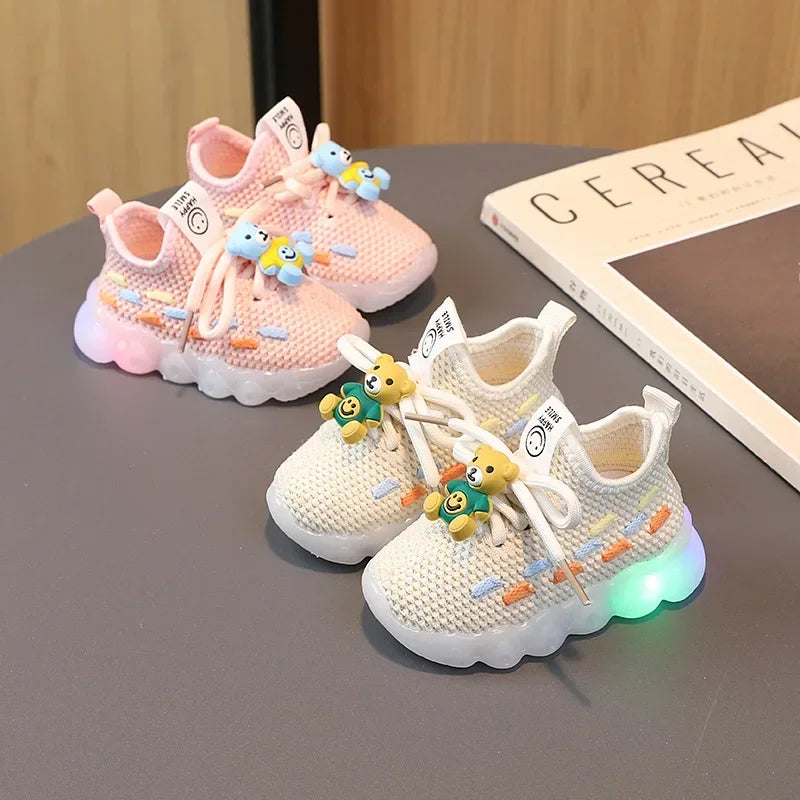 Lightweight Breathable Shoes with LED and rubber sole for Children-0