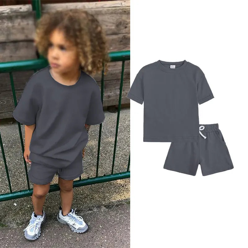 2-piece T-shirt and shorts tracksuit set for children Multivariant-5