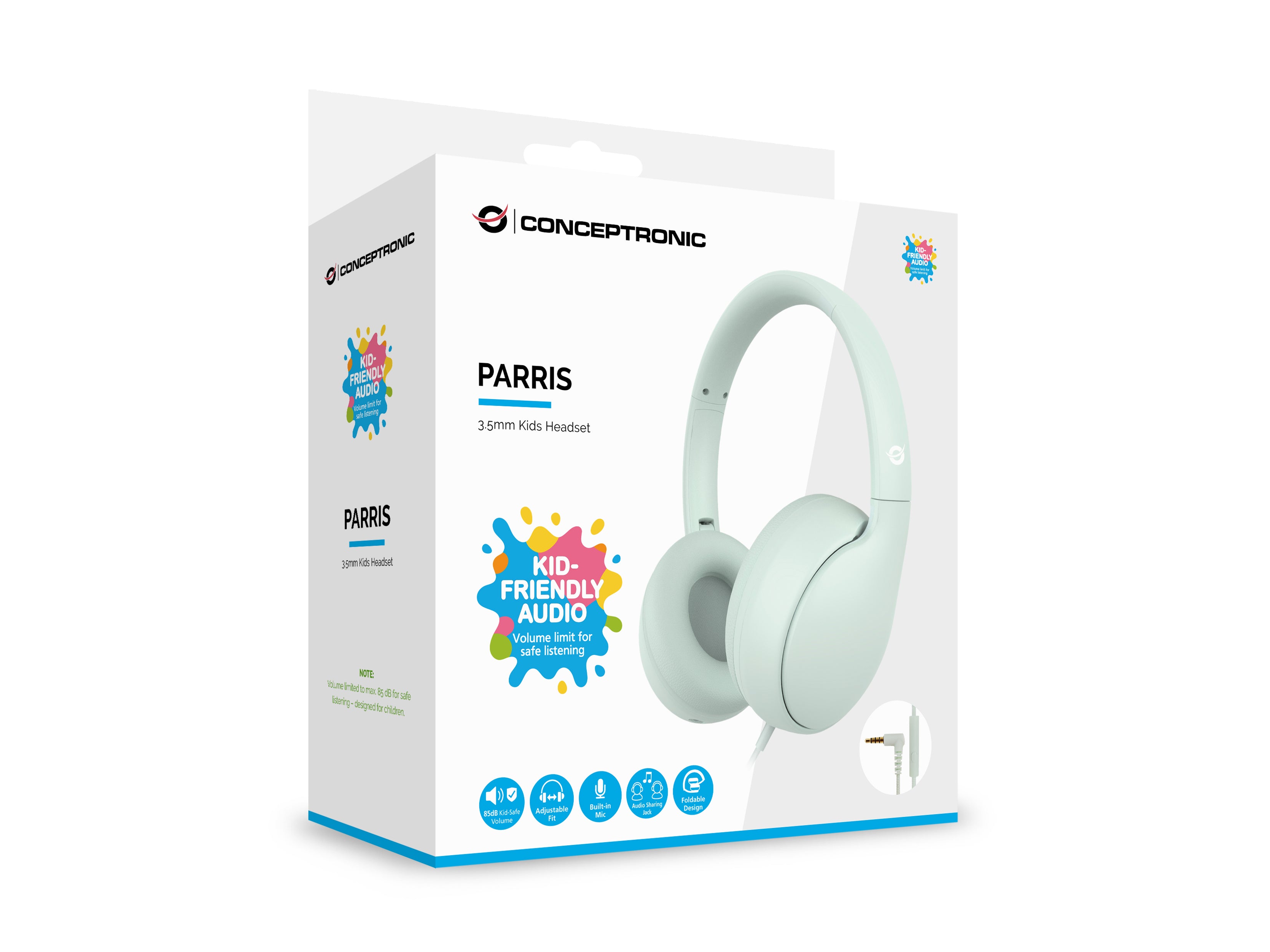 Conceptronic PARRIS04GT casque Avec fil Arceau Appels/Musique Vert clair