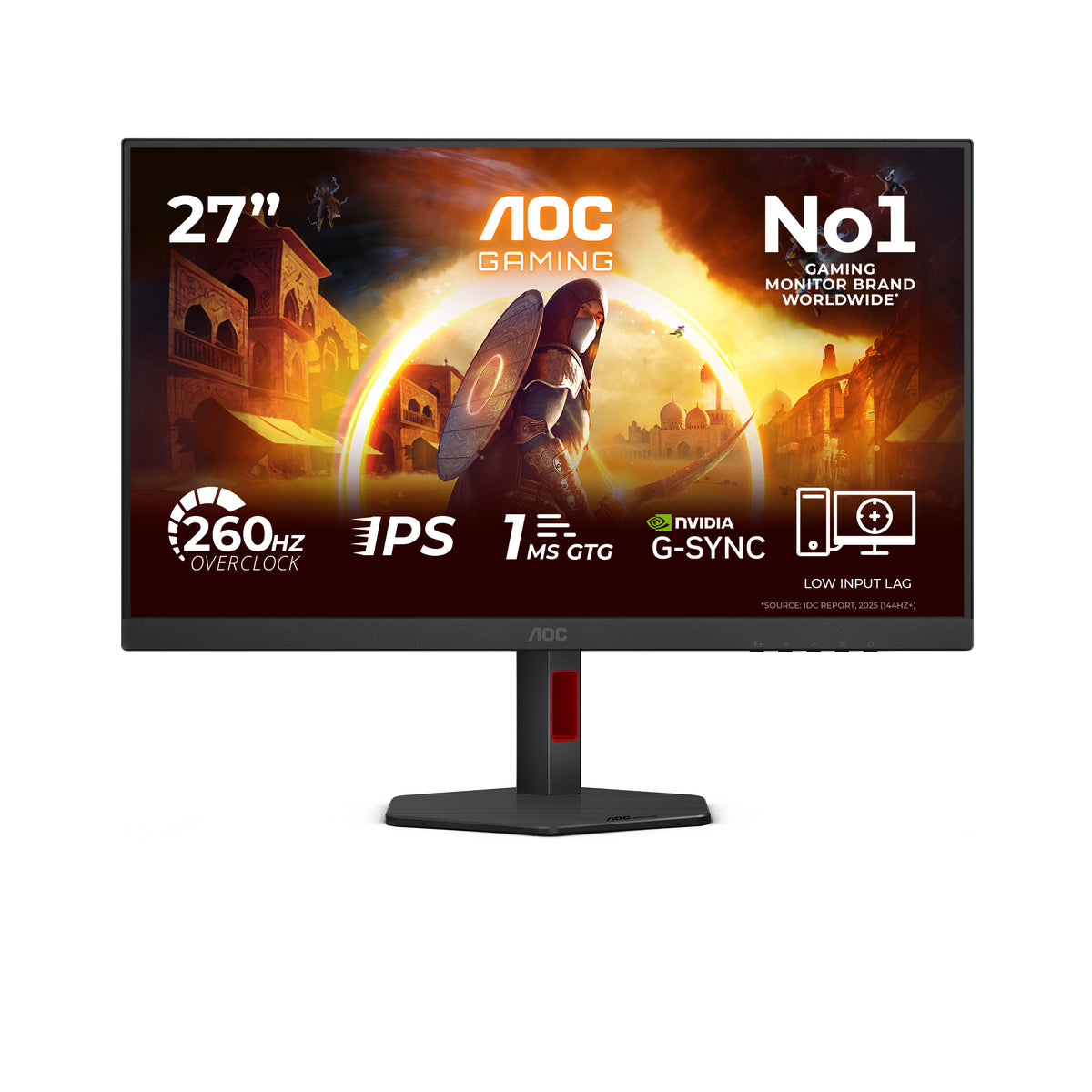 AOC G4 27G4ZR Moniteur Gaming 27" Full HD 1920 x 1080 Fast IPS 240Hz 1ms LED Noir et Rouge