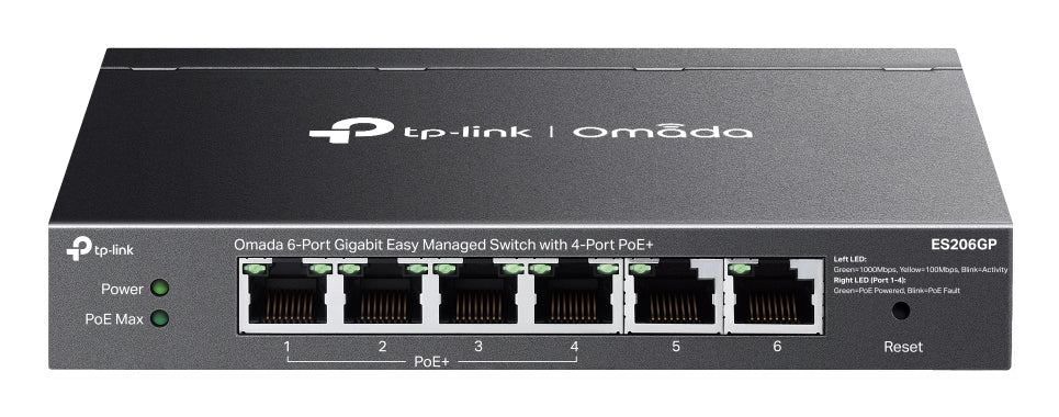 TP-Link Omada ES206GP commutateur réseau Géré Gigabit Ethernet (10/100/1000) Connexion Ethernet, supportant l'alimentation via ce port (PoE) Noir