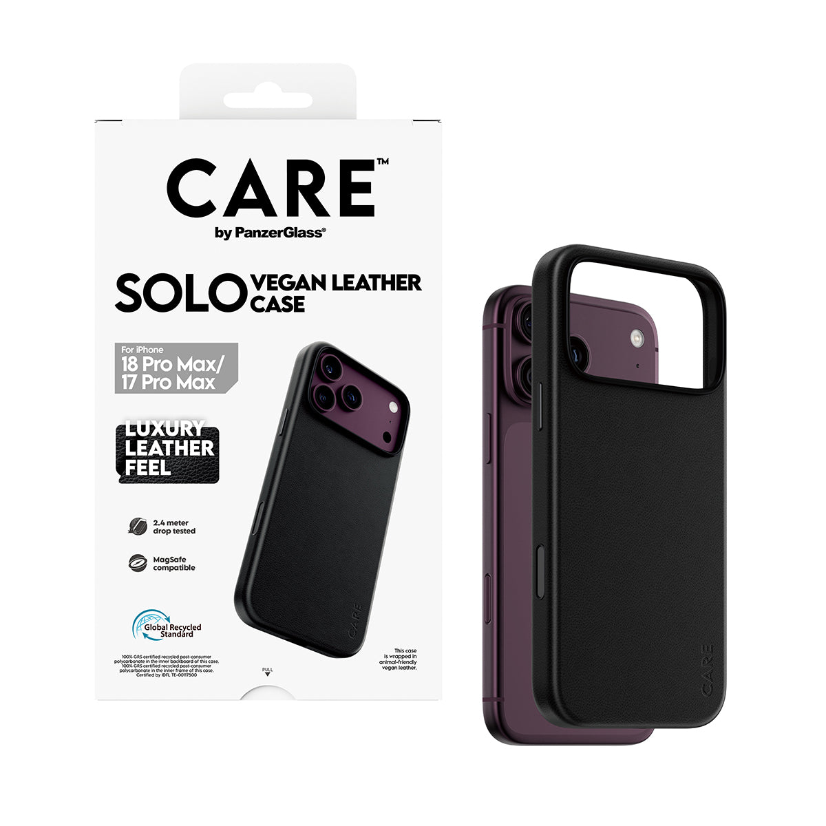 CARE™ by PanzerGlass® Solo Vegan Leather Case Blac
