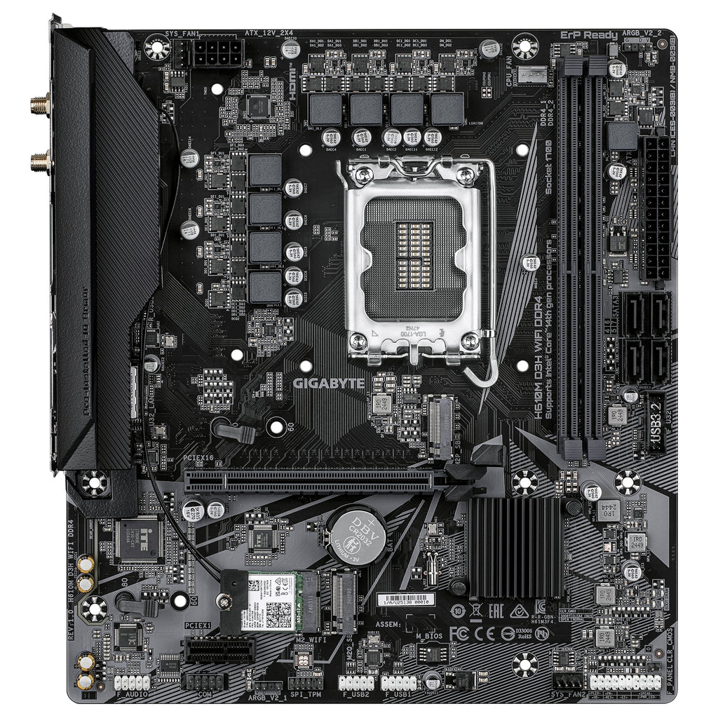 GIGABYTE H610M D3H WIFI DDR4 Carte Mère – Compatible avec processeurs Intel Core 14e génération, VRM 6+1+1 phases, jusqu